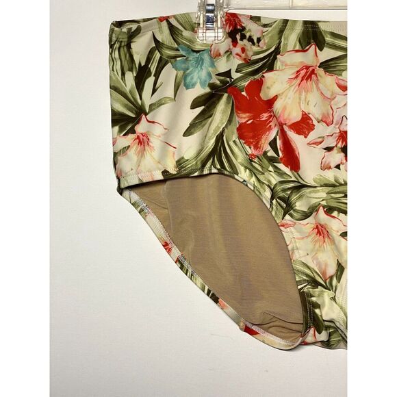 Swim by Cacique Size 22 Swim Bottom Brief Hibiscus Flower Print Nylon Lined - Picture 4 of 7
